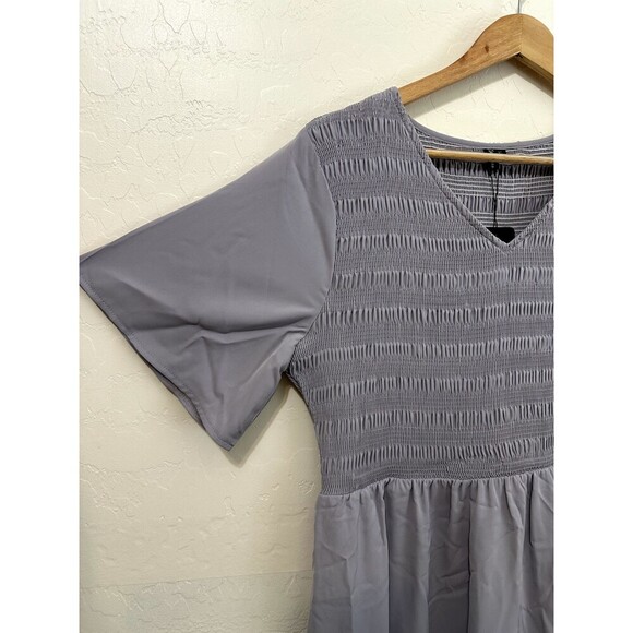 Womans Smocked Layered Maxi Dress Size XL Babydoll Boho Classic Minimal Event - Picture 8 of 13